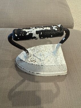 Handcrafted Decorative Iron Sculpture - Black and White Accent